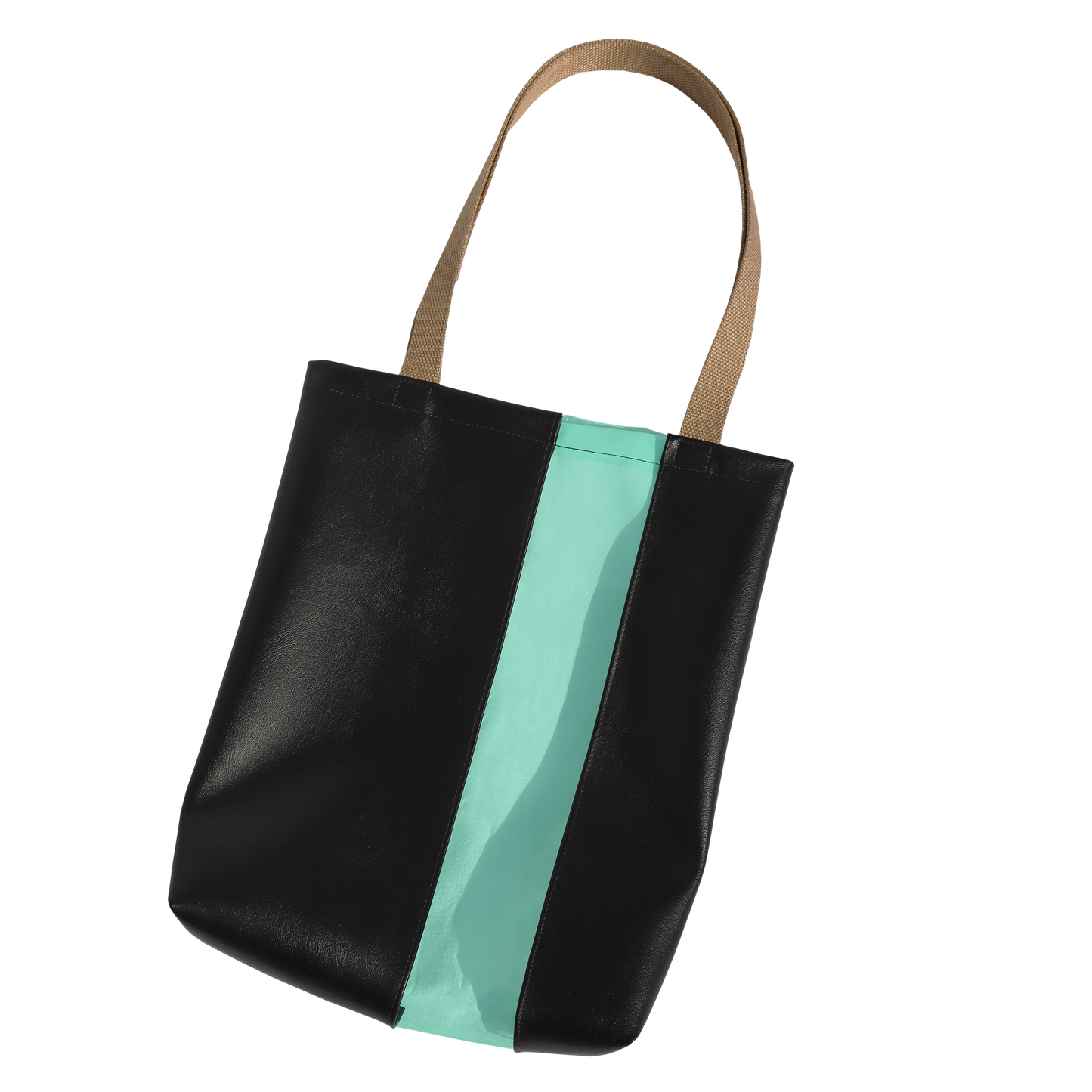 Black + Aqua Stripe Tote Bag