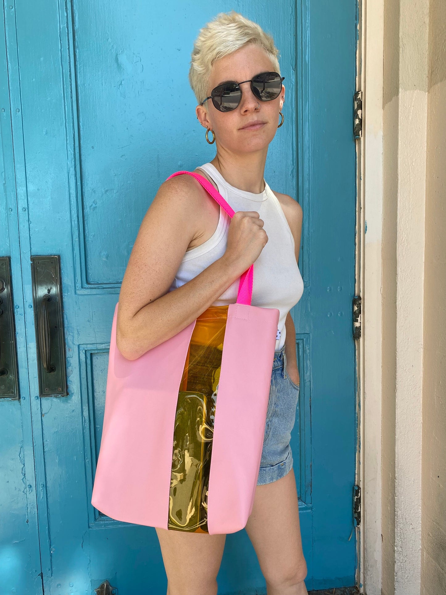 Pink + Orange Stripe Tote Bag