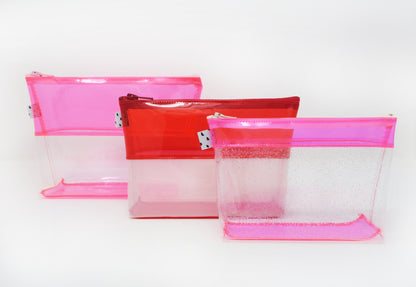 Red + White Jelly Medium Cosmetic Bag