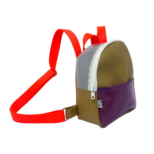 Tan + Purple + White Mini Backpack